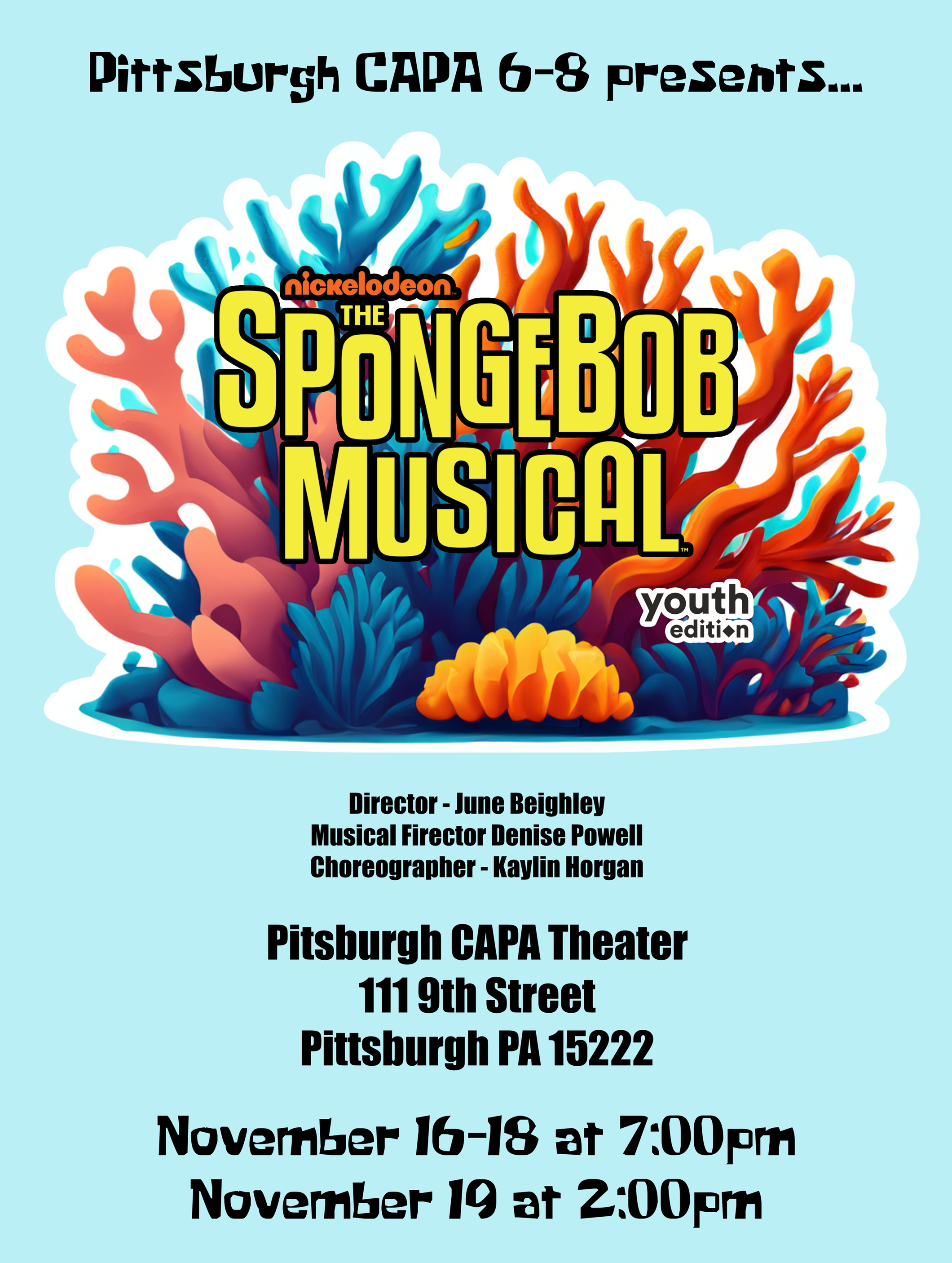 The Spongebob Musical Jr. at Pittsburgh CAPA 612 Performances
